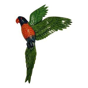 Flying Tropical Macaw Rainbow Lorikeet Parrot Nursery 19 Inch Wall Decor Green
